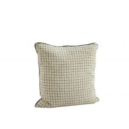 Madam Stoltz Checked Linen Cushion Cover Lifestyle